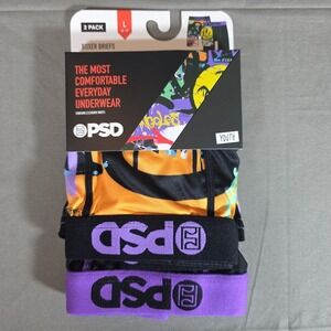PSD Youth Boys Boxer Briefs Black Purple Graffiti 2 Pack Size Large 26-27